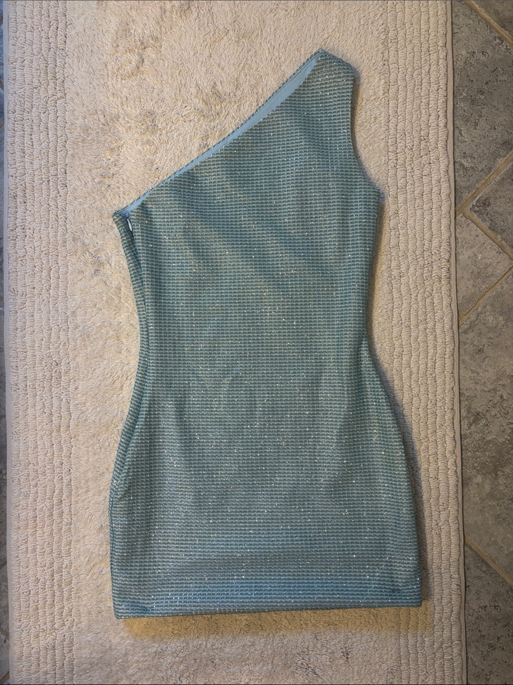 One-Shoulder Blue Sparkle Bodycon Dress